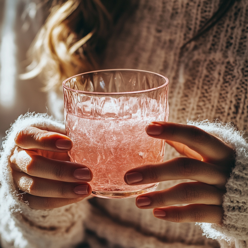 The Pink Salt Trick Recipe That’s Gaining Popularity for a Reason 12 mahbots Woman holding a glass of pink salt water in both hand e7b928a8 df6c 4933 a128 6280cfd31efc 2