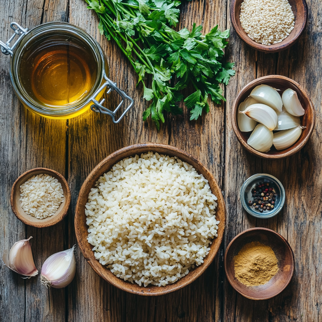 Gluten Free Rice Pilaf Recipe That Tastes Like Home 12 gluten free rice pilaf recipe ingredients flat lay