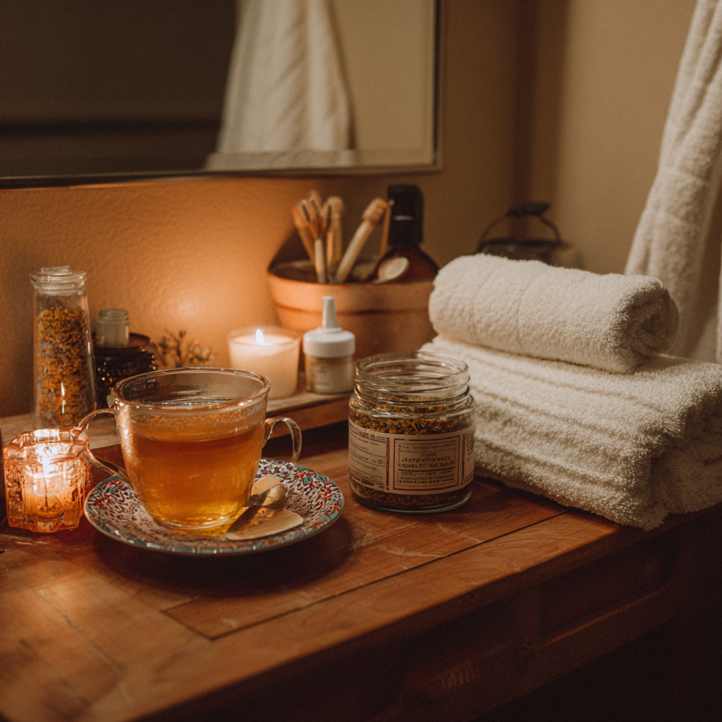 Homemade Skincare Recipes That Actually Work (Natural, Easy & Effective) 11 Nighttime homemade skincare routine setting