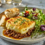 Dairy Free Shepherd's Pie: Comforting, Creamy, and Allergy-Friendly 6 Plated dairy free shepherd’s pie with salad