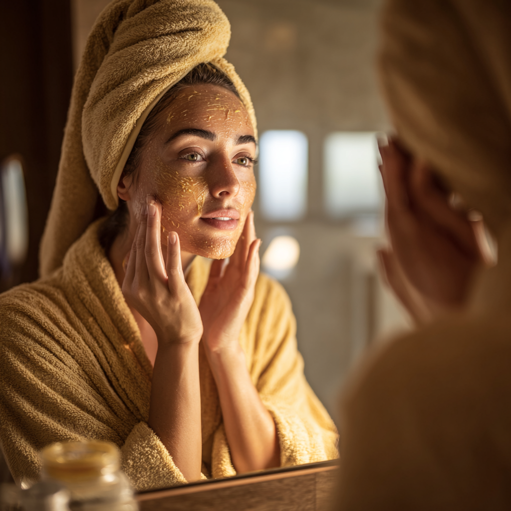 Skincare Recipes That Actually Work: Easy DIY Formulas for Radiant Skin 4 Applying oat honey cleanser to face