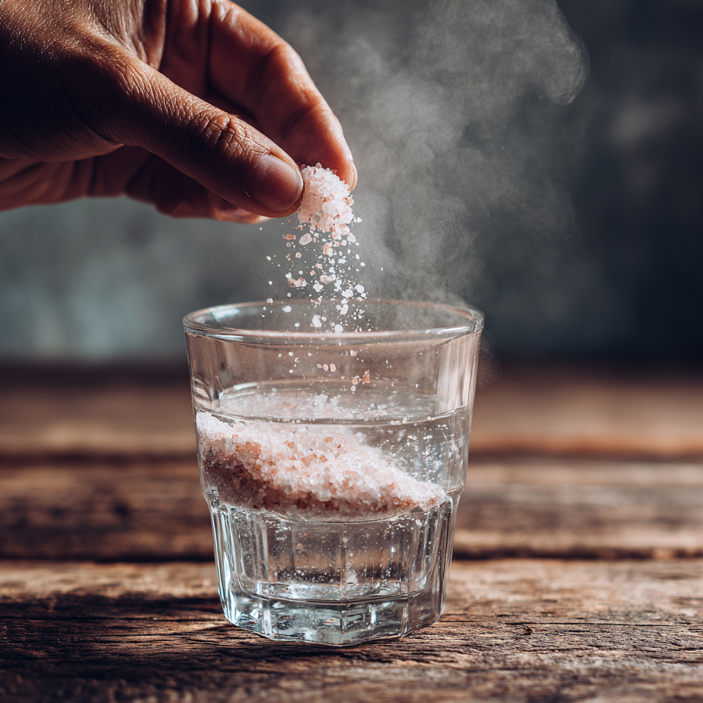 Japanese Pink Salt Recipe: The Natural Trick Everyone's Talking About 8 Adding pink Himalayan salt to warm water glass