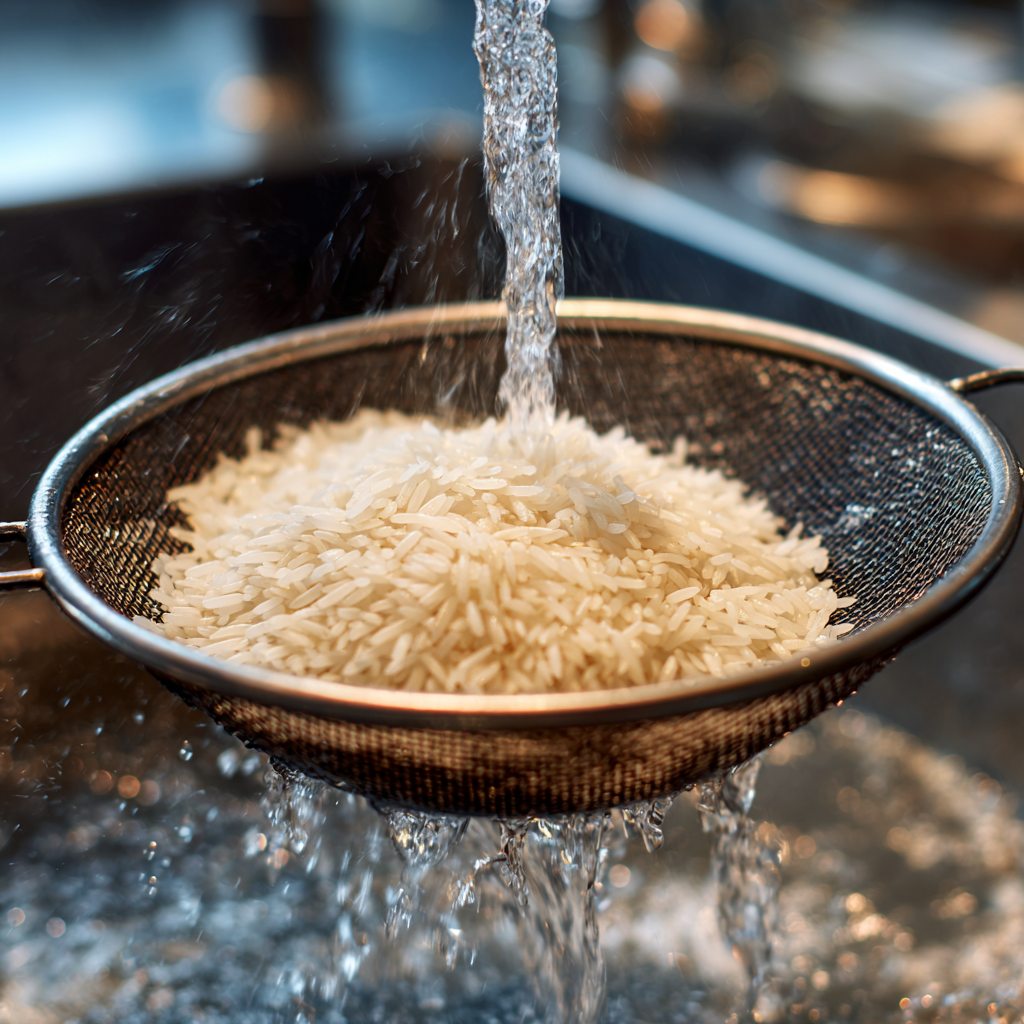 Coconut Rice in Rice Cooker – A Flavorful, Easy Recipe You’ll Love 8 Rinsing rice before making coconut rice in rice cooker