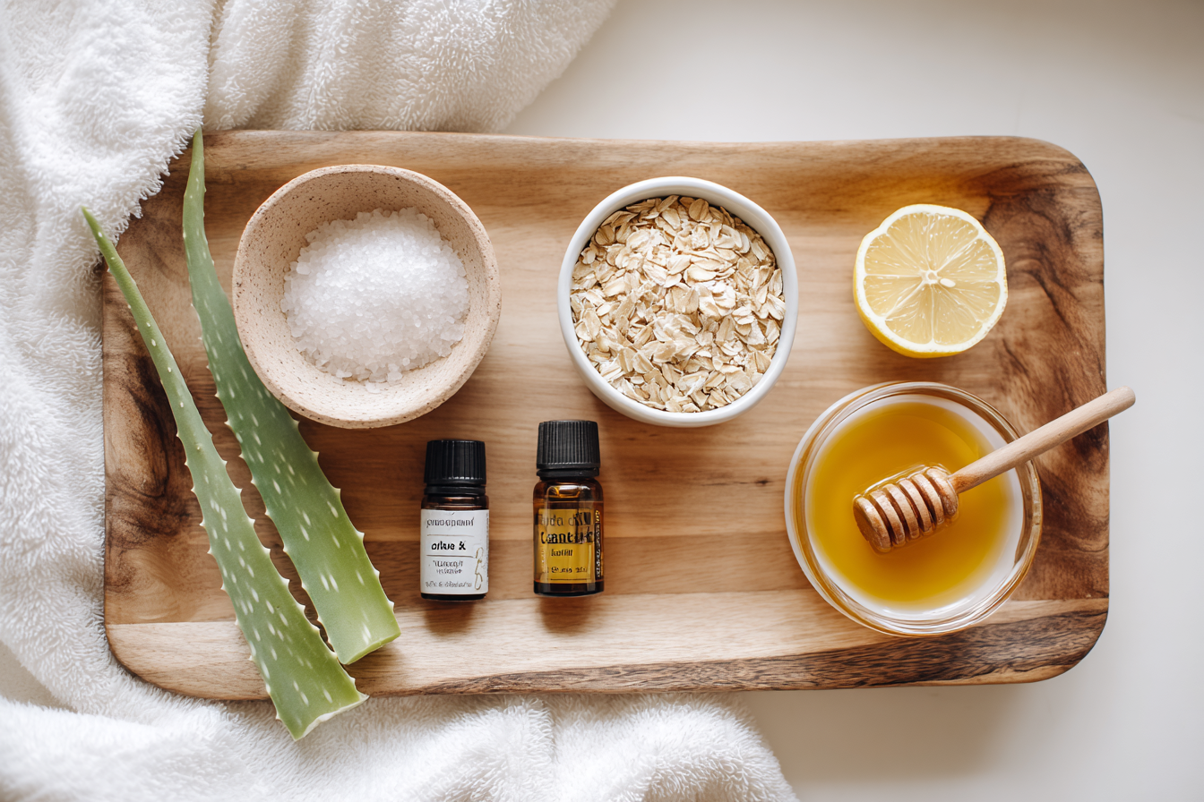 Natural DIY skincare Recipes on tray