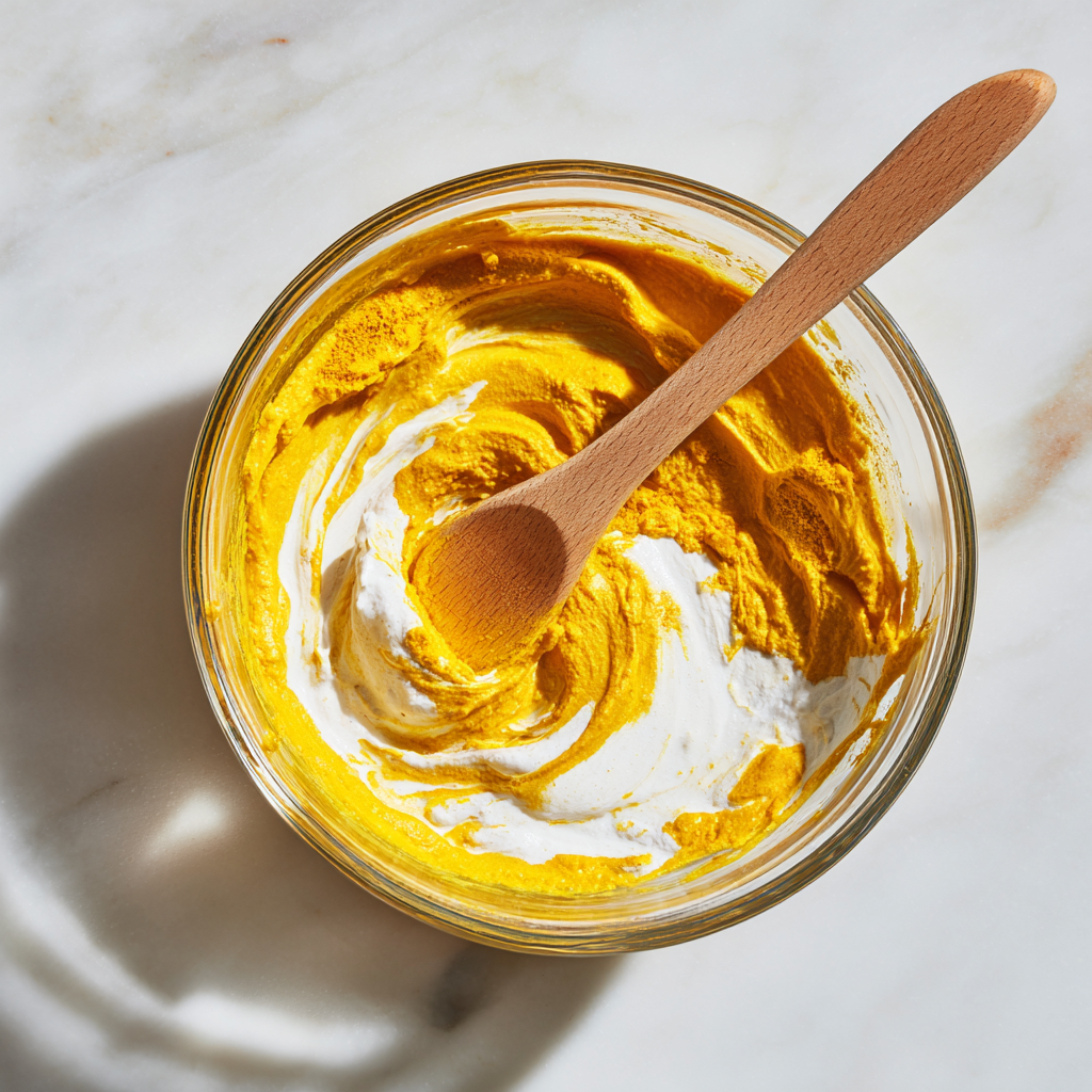 Skincare Recipes That Actually Work: Easy DIY Formulas for Radiant Skin 5 Mixing turmeric yogurt mask in bowl
