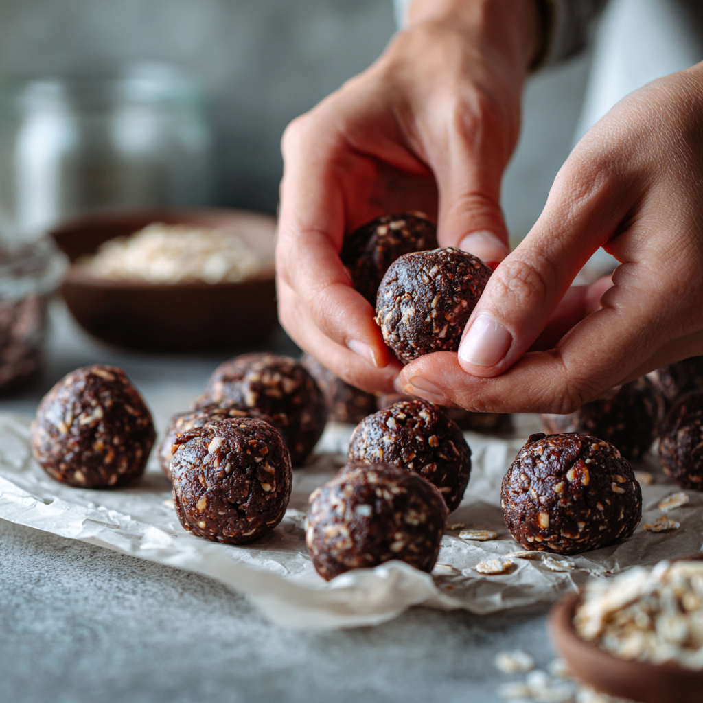 High Protein Dessert Recipes for Weight Loss: Guilt-Free Sweet Cravings 3 making chocolate peanut butter protein bites