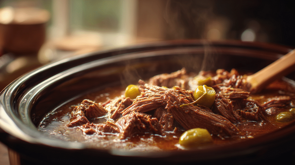 Gluten Free Mississippi Pot Roast: A Hearty Dish Everyone Can Enjoy 10 Gluten free Mississippi pot roast simmering in a slow cooker